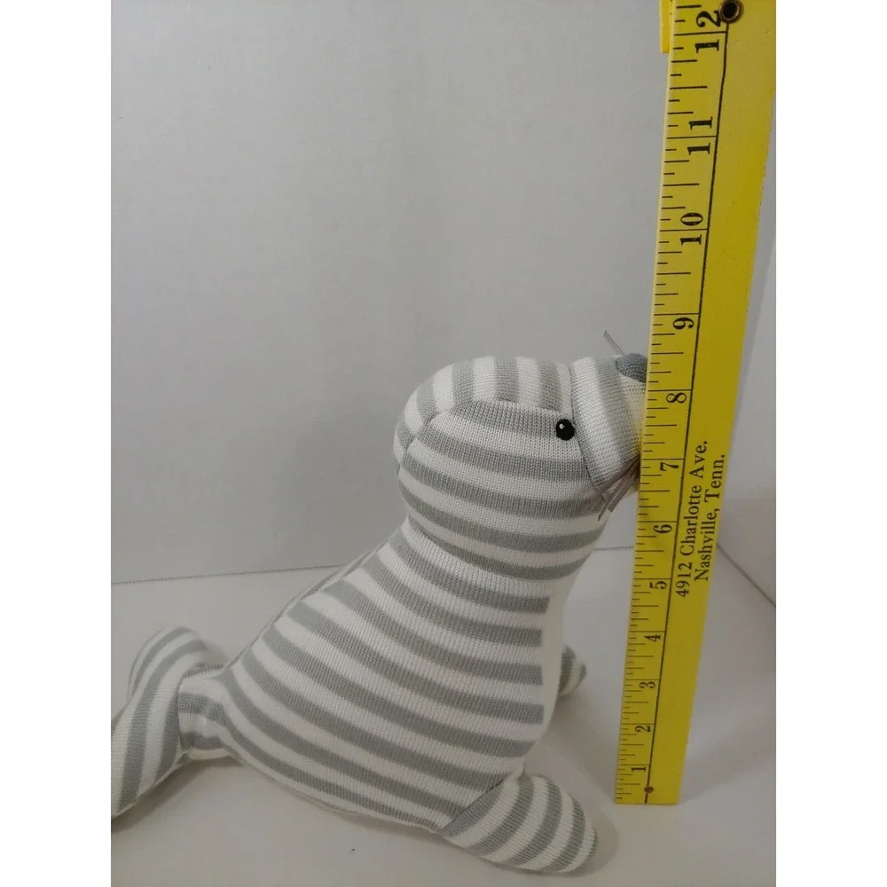 Little Jellycat Shiver Seal Chime‎ Rattle woven knit gray white stripes